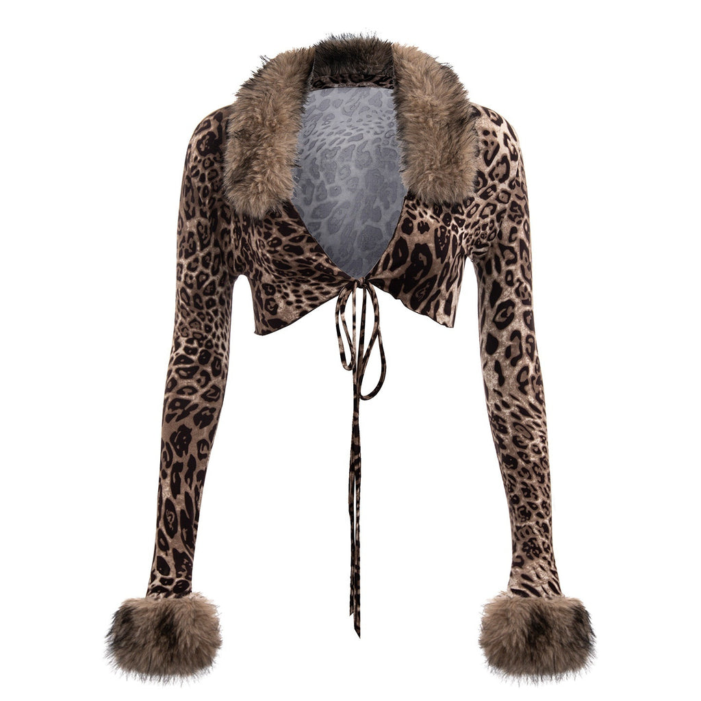 START_THE_ENGINE_Leopard_Print_Detachable_Fur_Collar_Tie_Slim_Crop_Women's_Long_Sleeve_T-shirts_962219328646_MISSTT