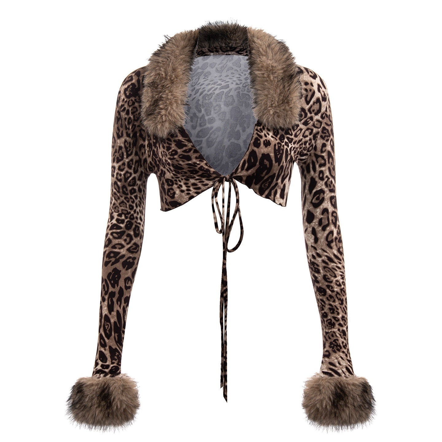 START_THE_ENGINE_Leopard_Print_Detachable_Fur_Collar_Tie_Slim_Crop_Women's_Long_Sleeve_T-shirts_962219328646_MISSTT