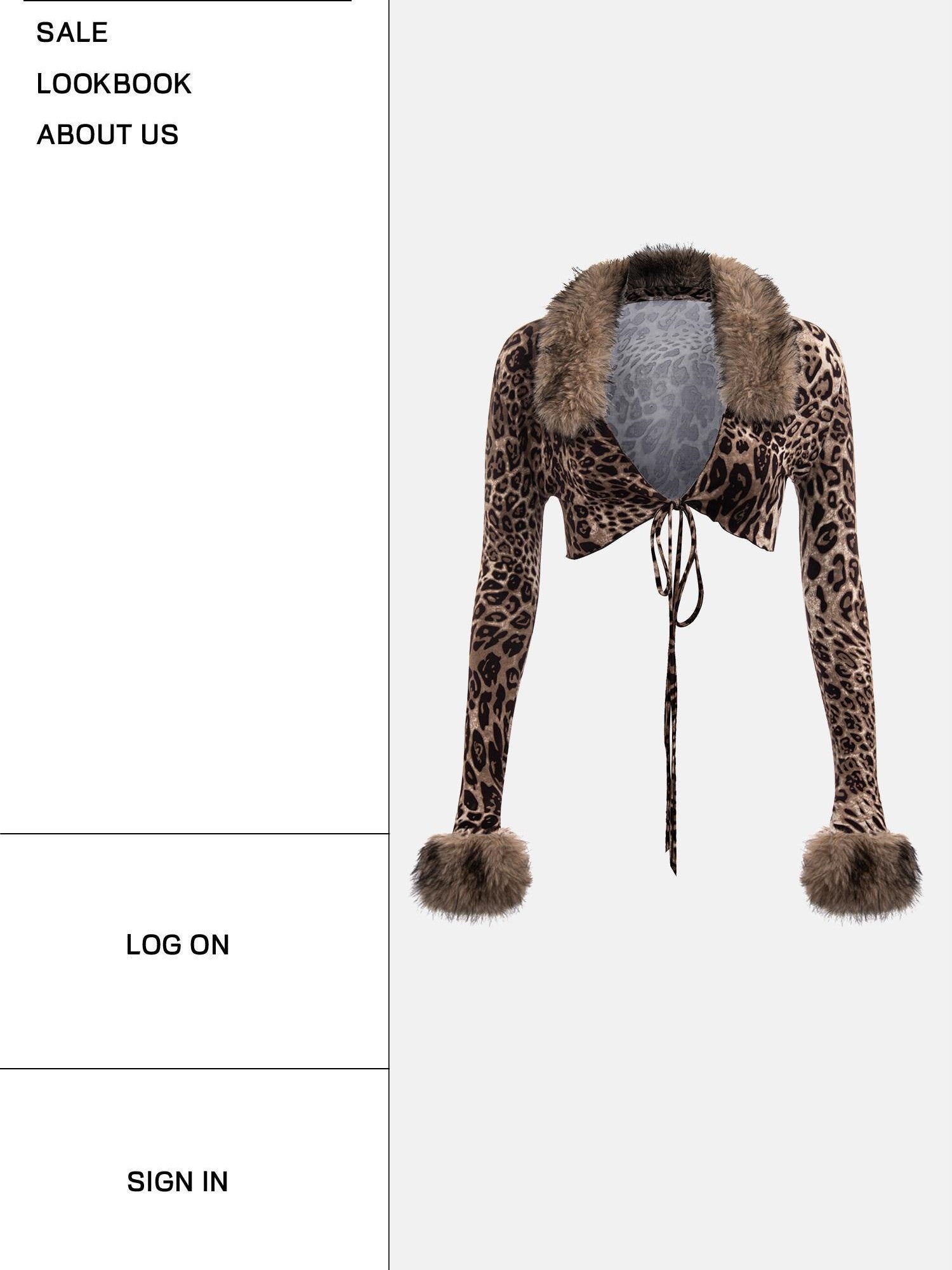 START THE ENGINE Leopard Print Detachable Fur Collar Tie Slim Crop Women's Long Sleeve T-shirts