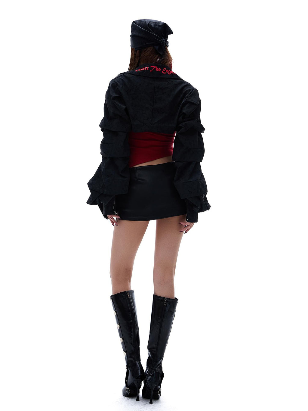 START THE ENGINE Letter Print Loose Women's Viscose Cropped Jackets