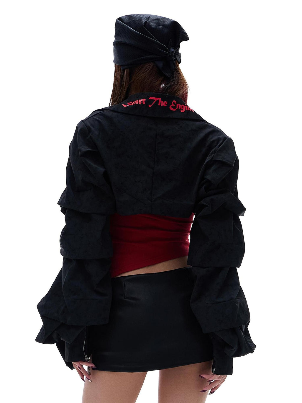 START THE ENGINE Letter Print Loose Women's Viscose Cropped Jackets