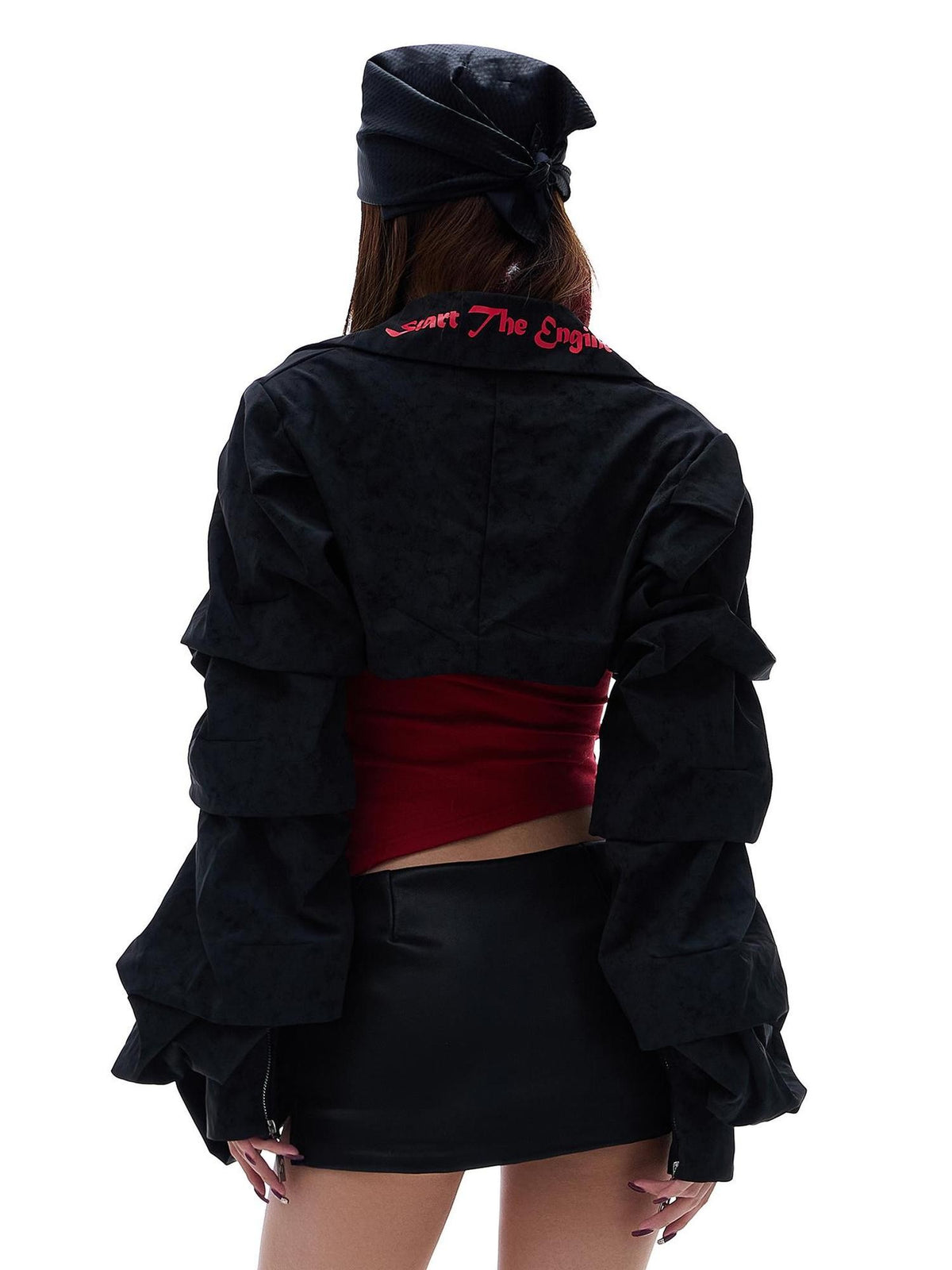 START THE ENGINE Letter Print Loose Women's Viscose Cropped Jackets