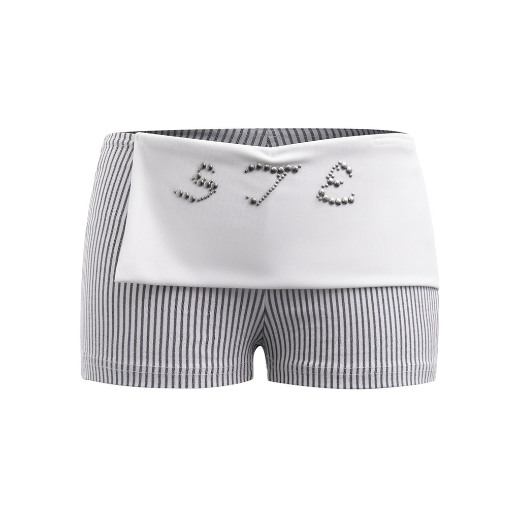START_THE_ENGINE_Rhinestone_Embroidered_Striped_Low_Waist_Women's_Stretch_Slim_Fit_Hot_Pants_962222656851_MISSTT