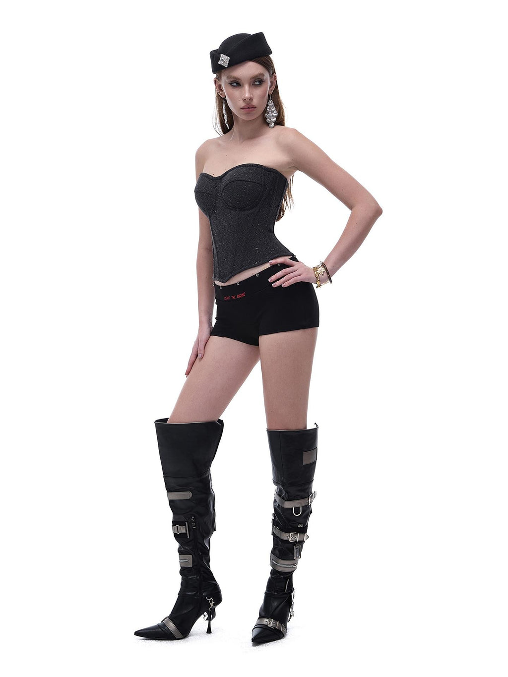 START THE ENGINE Sequin Corset Slimming Wool Blend Women's Tube Tops