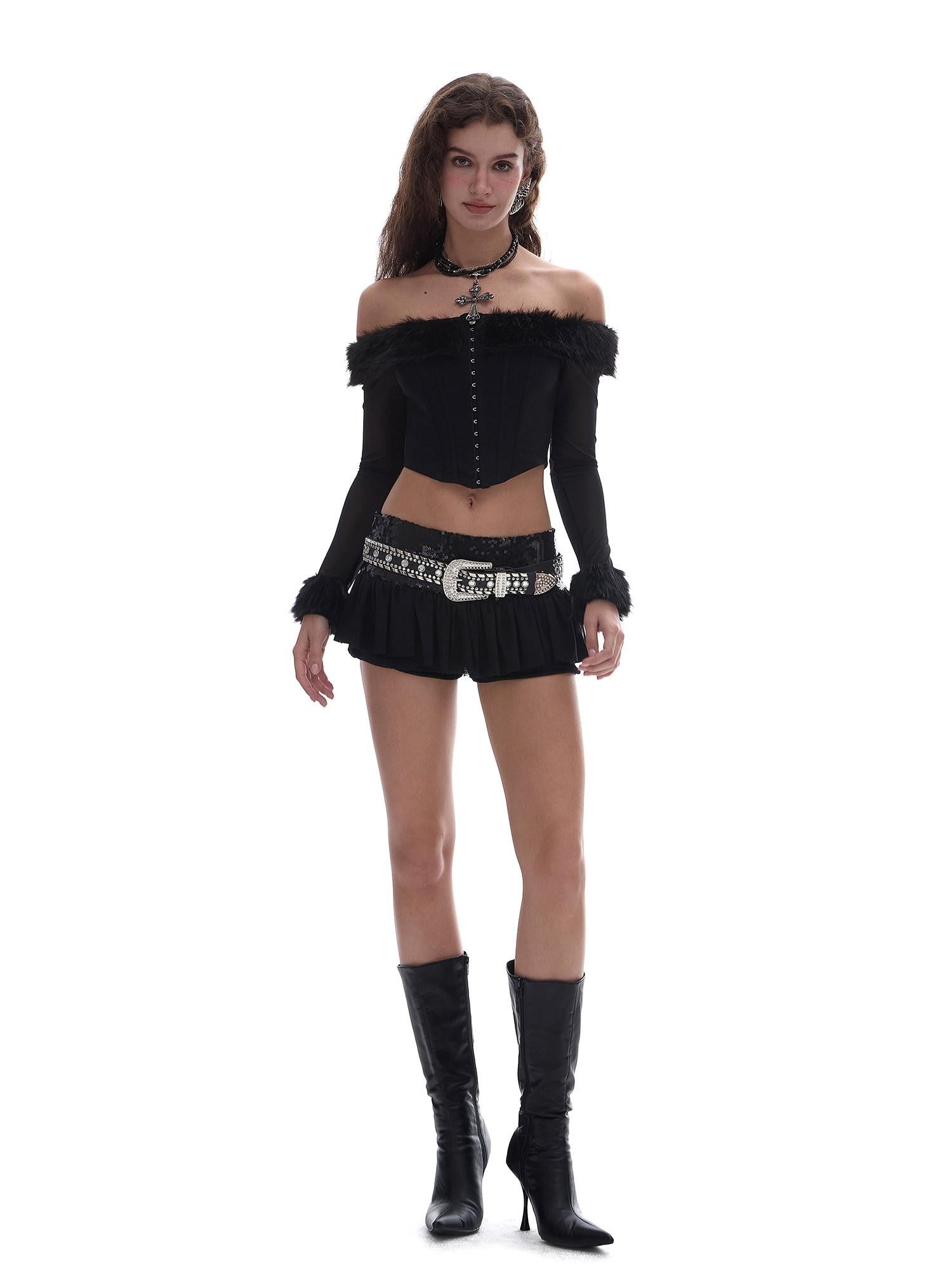 START THE ENGINE Sequin Mesh Tulle Low Waist Puff A Line Women's Polyester Mini Skirts