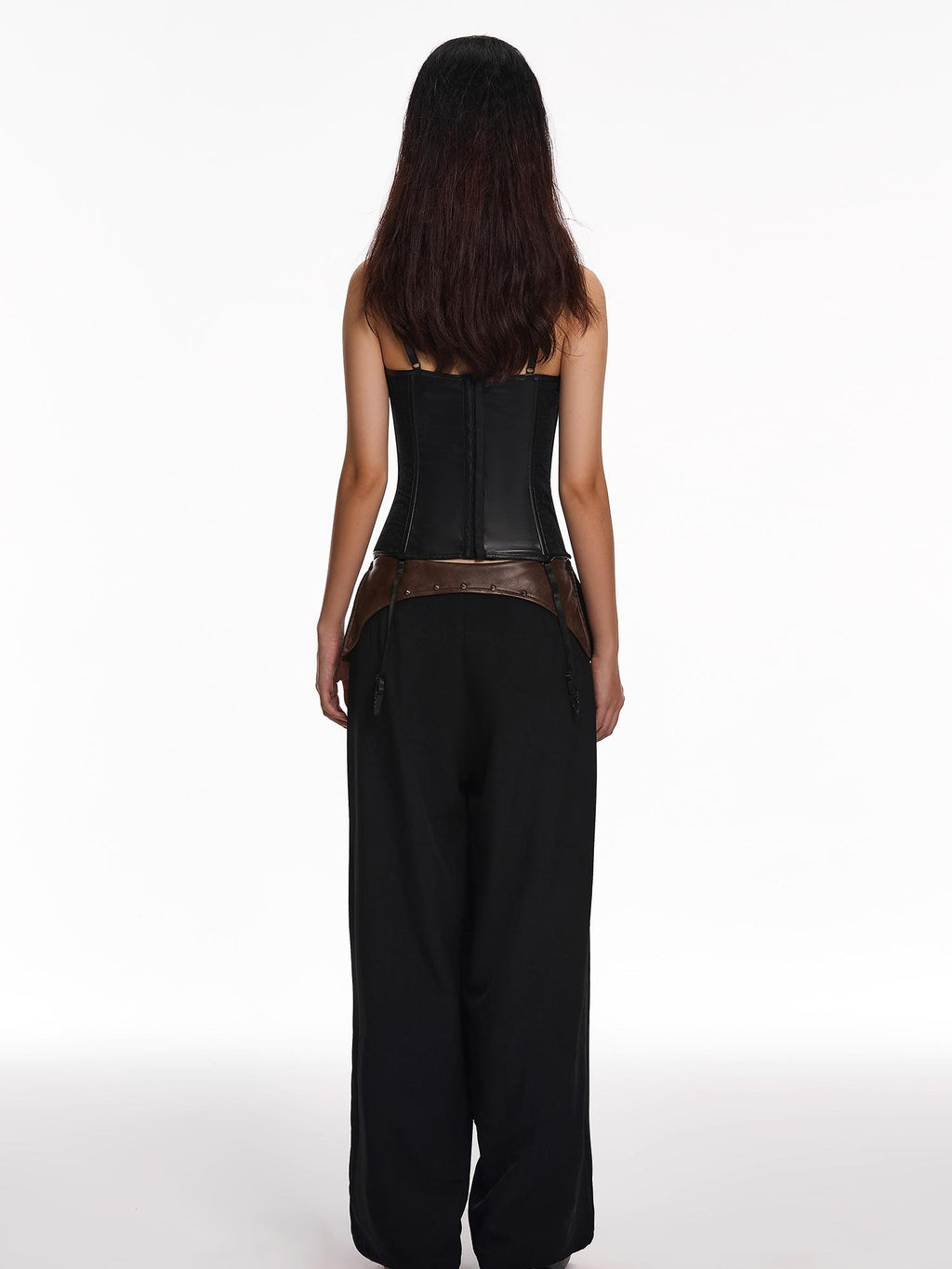 START THE ENGINE Sheer Lace Pu Leather Corset Bustier Women's Slim Fit Camisoles