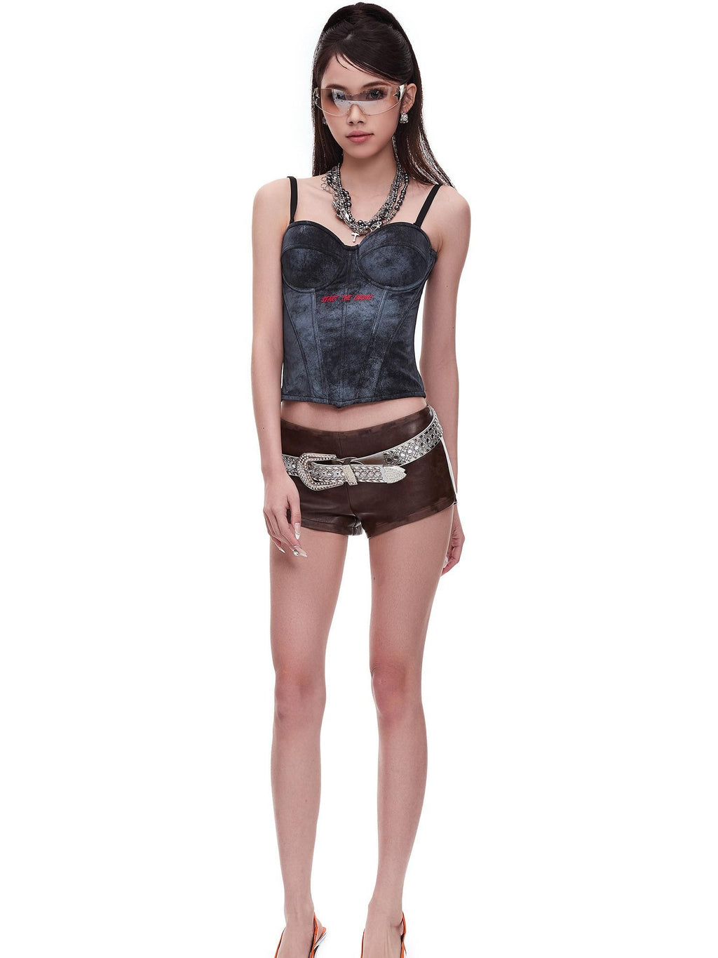 START THE ENGINE Slim Detachable Straps Boned Corset Women's Cotton Blend Camisoles