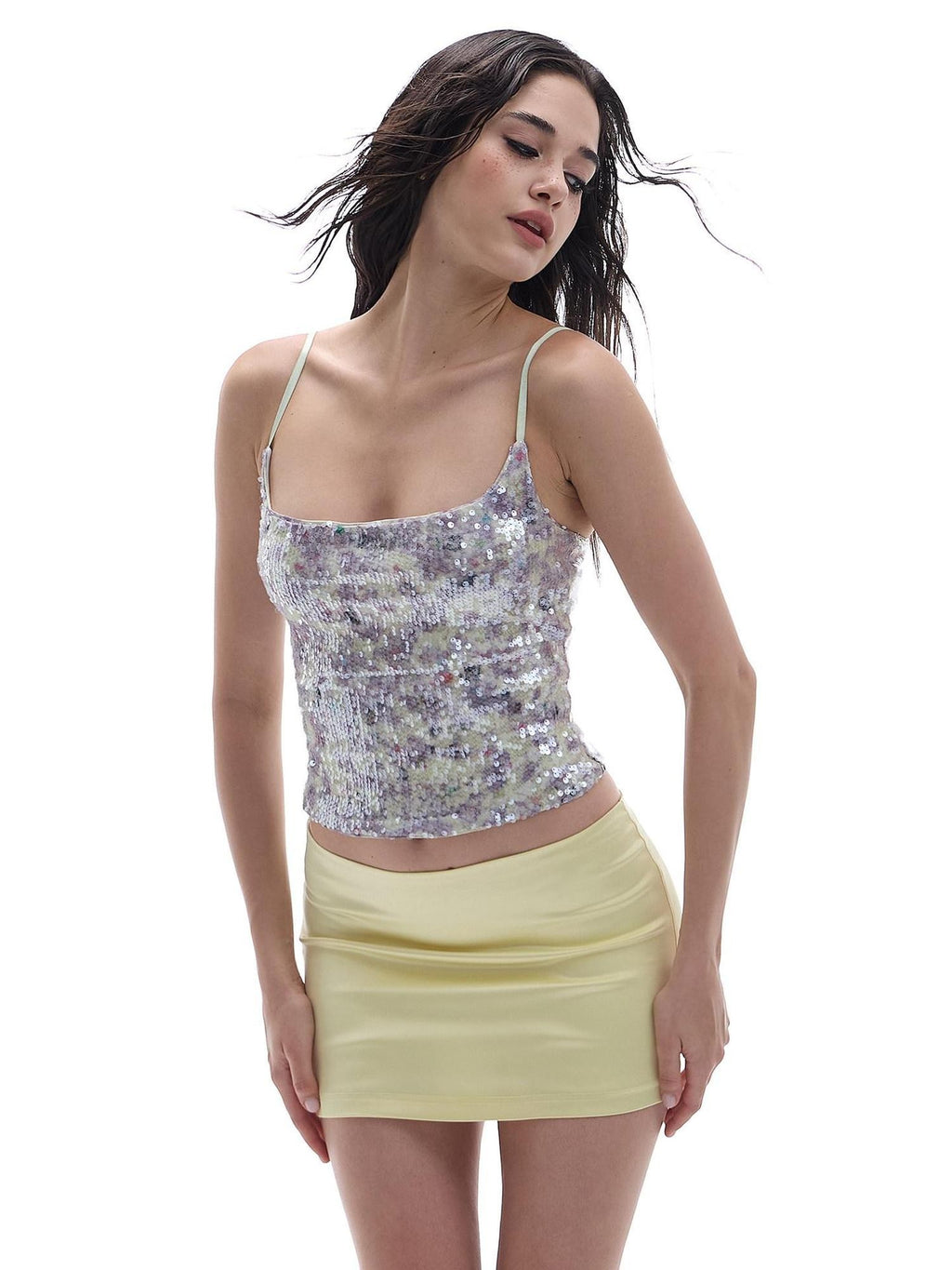START THE ENGINE Solid Satin Slim Fit Low Rise Side Zipper Women's Silk Mini Skirts