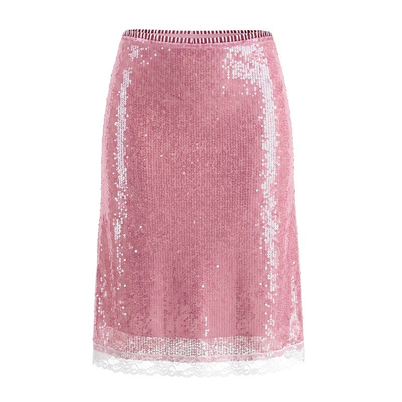 START_THE_ENGINE_Sparkling_Sequin_Sheer_Lace_Trim_Low_Rise_Straight_Women's_Lace_Midi_Skirts_1070725564600_MISSTT