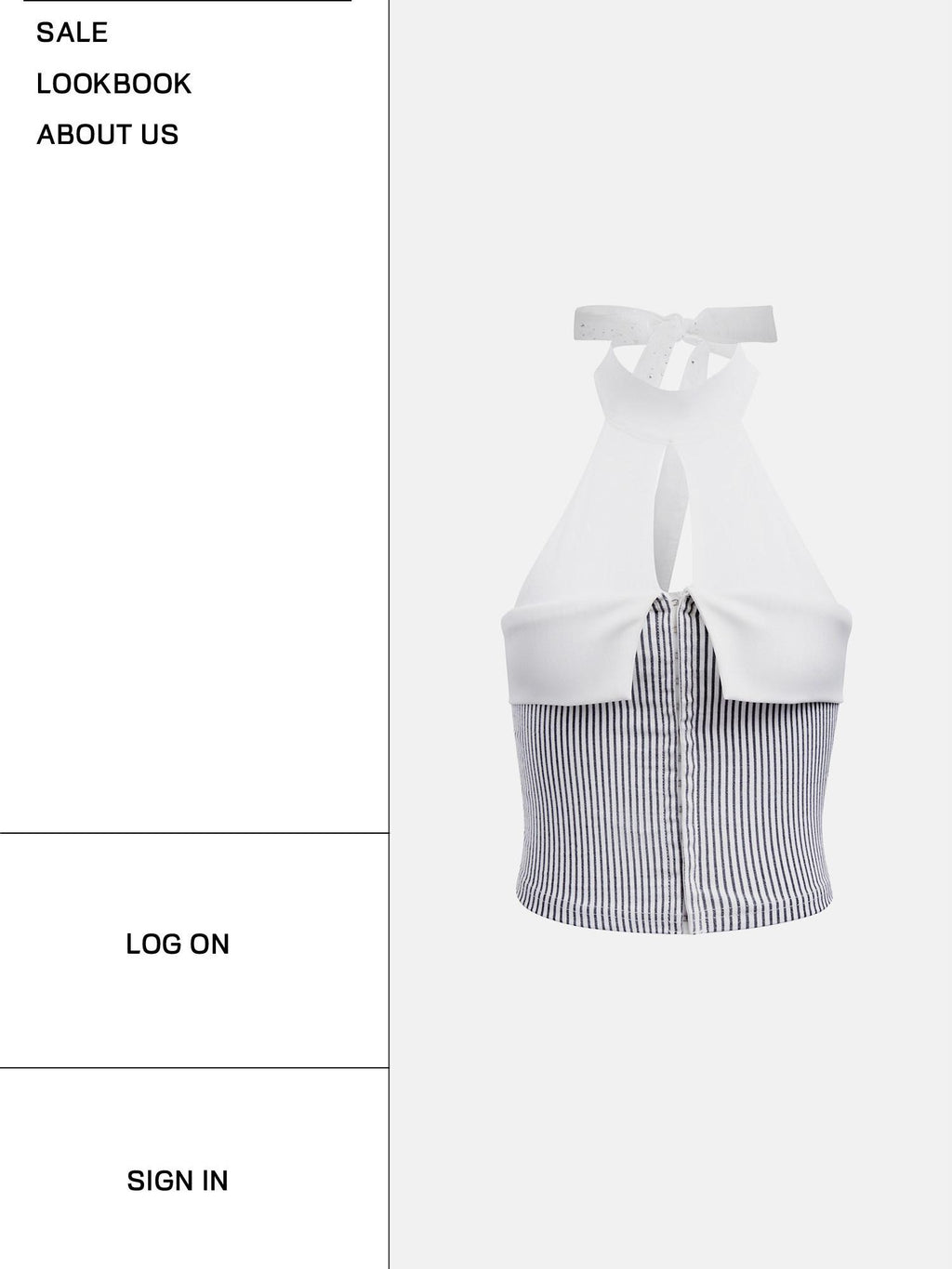 START THE ENGINE Striped Mesh Splice Backless Buttoned Slim Women's Mesh Halter Tops