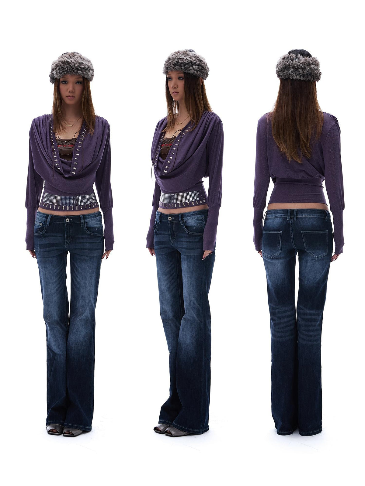 START THE ENGINE Studded Brown Pu Slim Fit Streetwear Women's Tube Tops