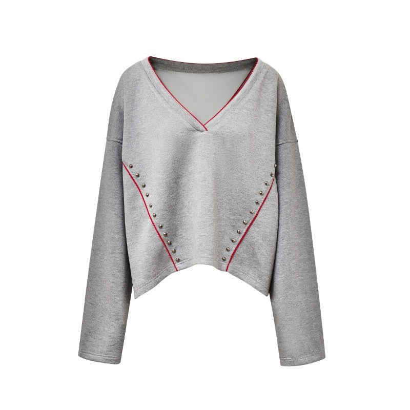 START_THE_ENGINE_V-neck_Colorblock_Studded_Reversible_Women's_Viscose_Blend_Sweatshirts_852300255985_MISSTT
