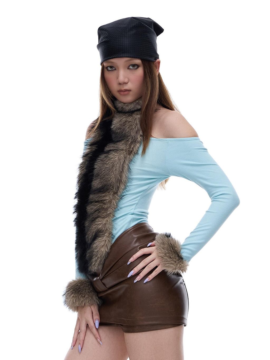 START THE ENGINE V Shaped Ruched Low Rise Bodycon Women's Pu Lined Micro Elastic Mini Skirts