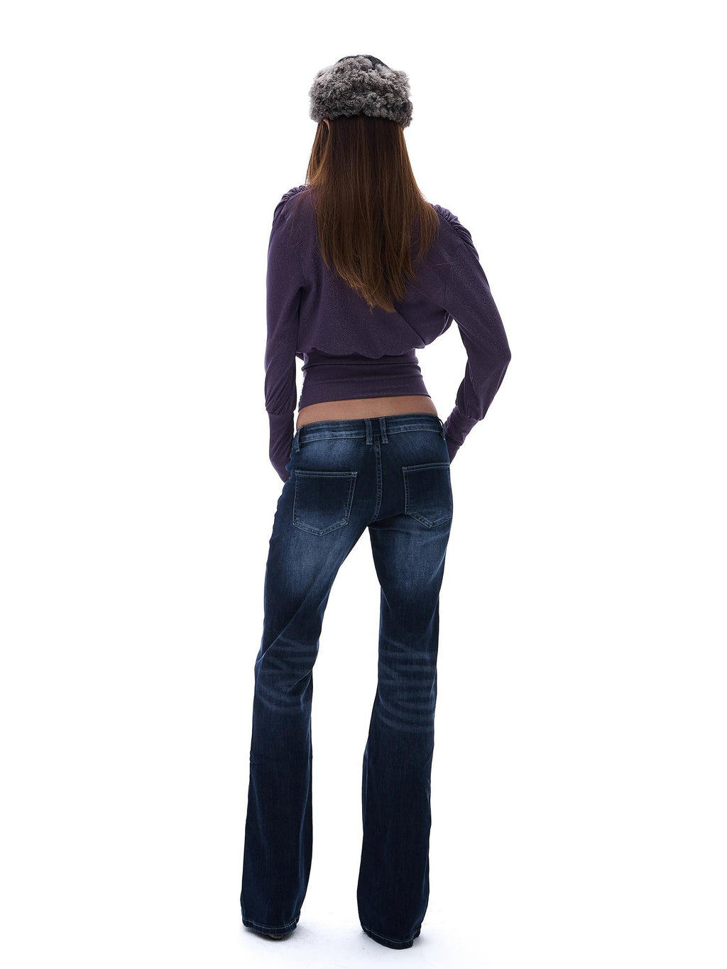 START THE ENGINE Vintage Wash Distressed Low Rise Flare Women's Cotton Slim Jeans
