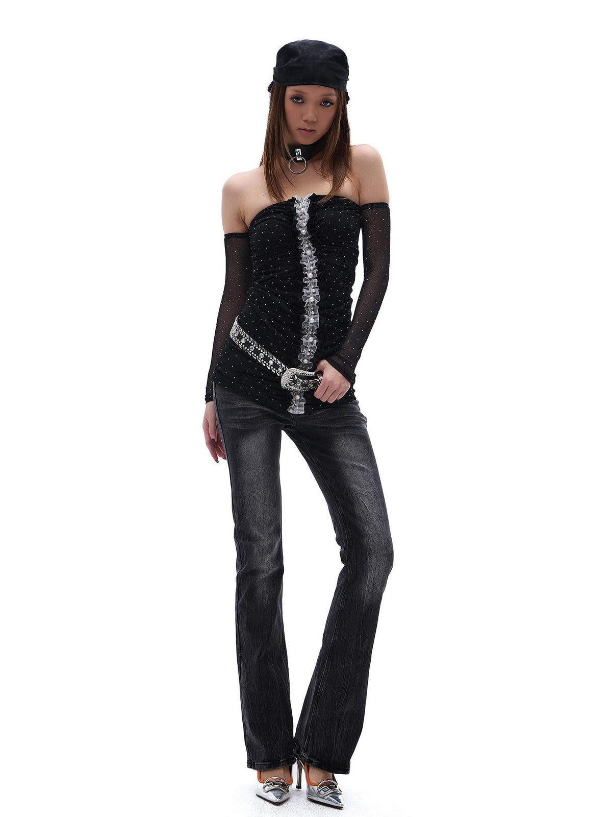 START THE ENGINE Vintage Wash Low Rise Flared Women's Cotton Slim Jeans