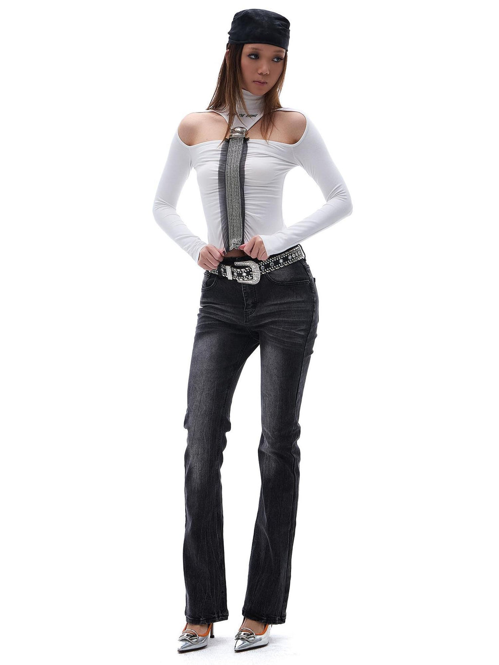 START THE ENGINE Vintage Wash Low Rise Flared Women's Cotton Slim Jeans