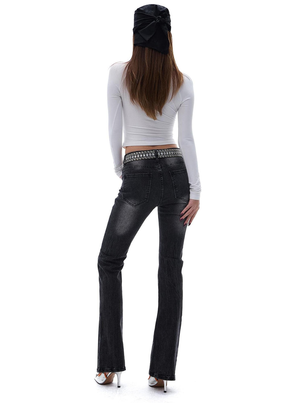 START THE ENGINE Vintage Wash Low Rise Flared Women's Cotton Slim Jeans