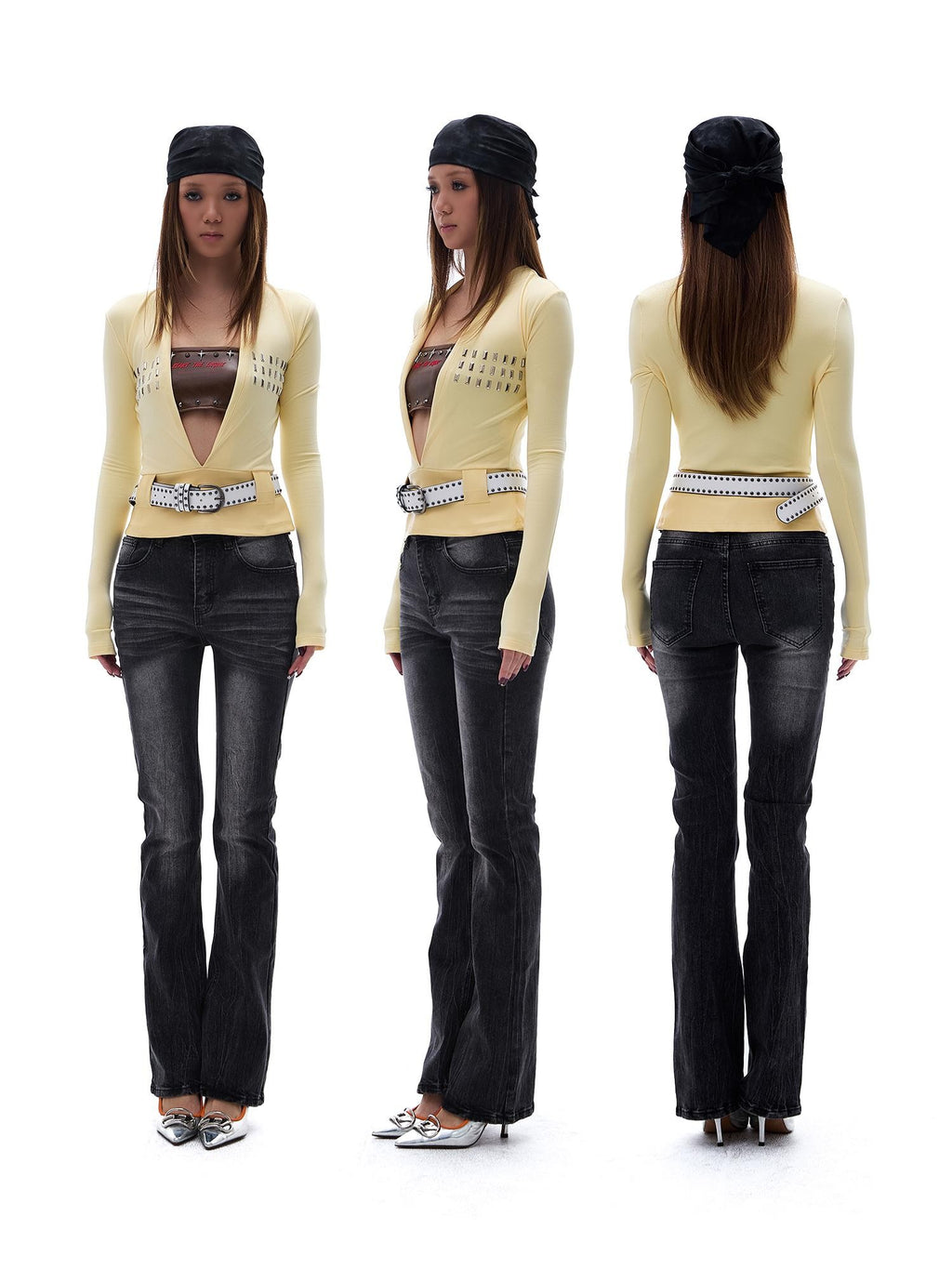 START THE ENGINE Vintage Wash Low Rise Flared Women's Cotton Slim Jeans