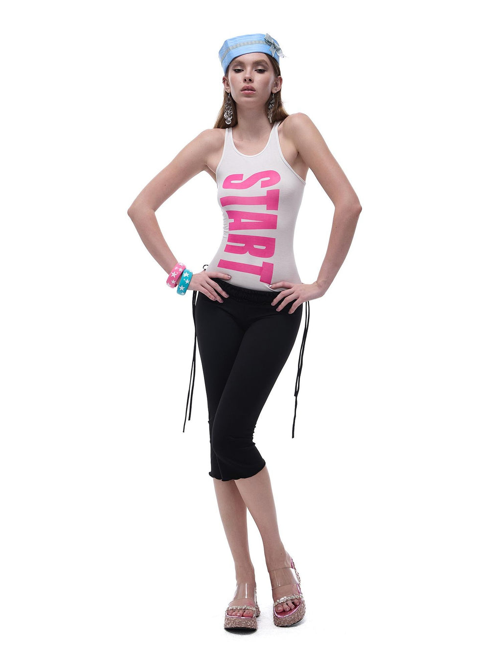 START THE ENGINE Y2k Graphic Print High Stretch Lyocell Fitted Women's Tank Tops