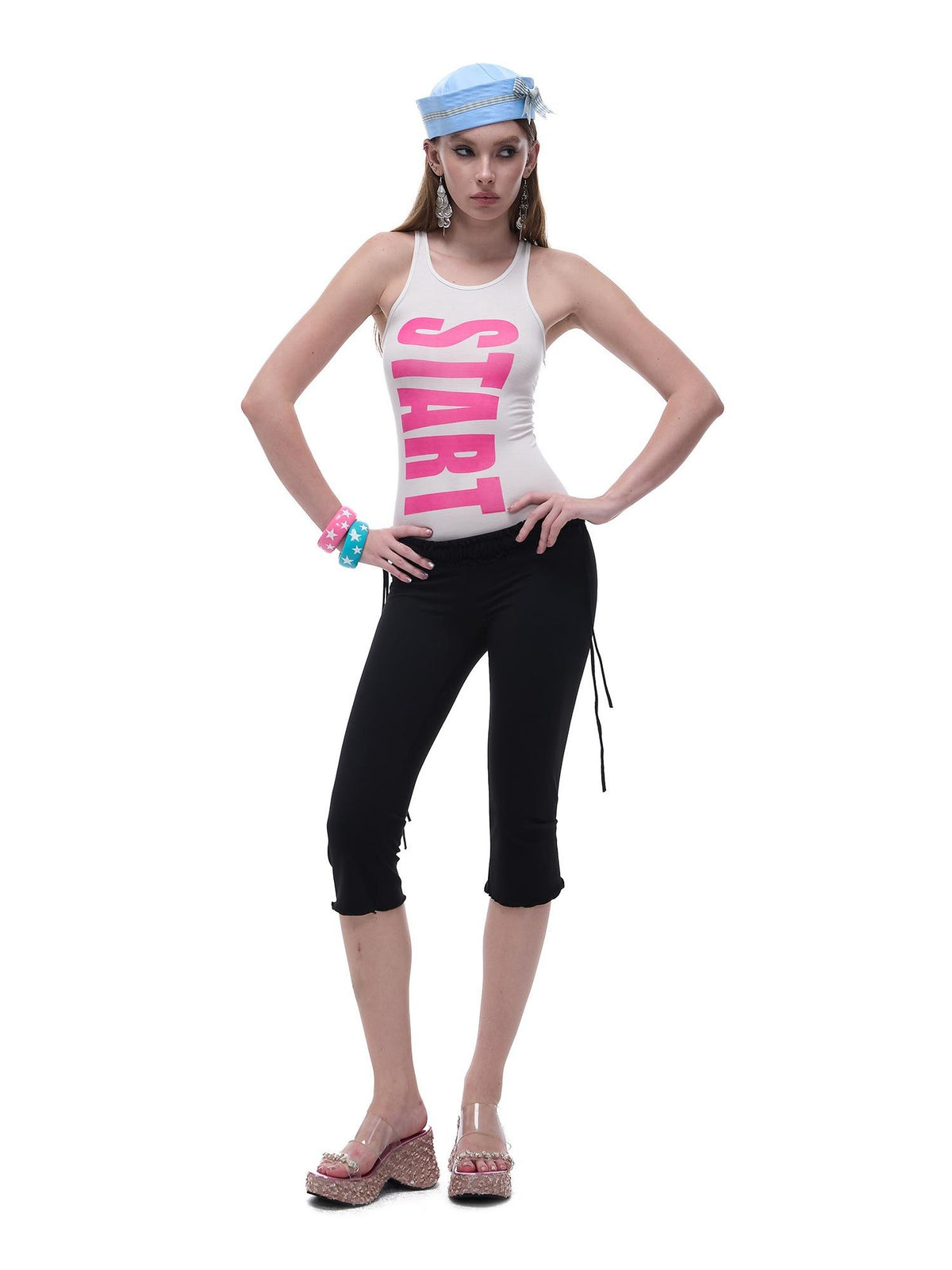 START THE ENGINE Y2k Graphic Print High Stretch Lyocell Fitted Women's Tank Tops