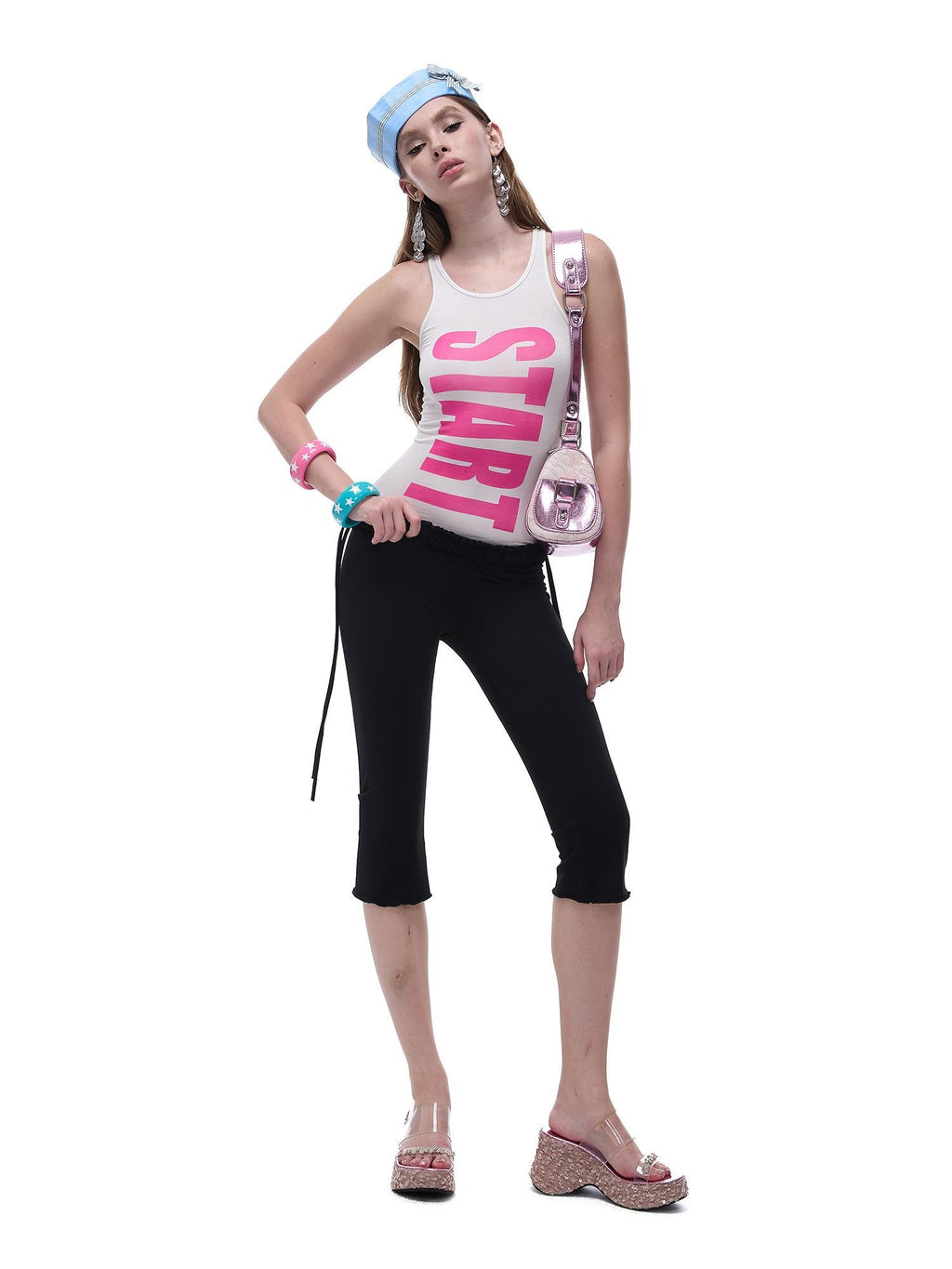 START THE ENGINE Y2k Graphic Print High Stretch Lyocell Fitted Women's Tank Tops