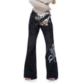 START_THE_ENGINE_Y2k_Punk_Heavily_Embroidered_Washed_Distressed_Women's_Denim_Bootcut_Jeans_993825521195_MISSTT