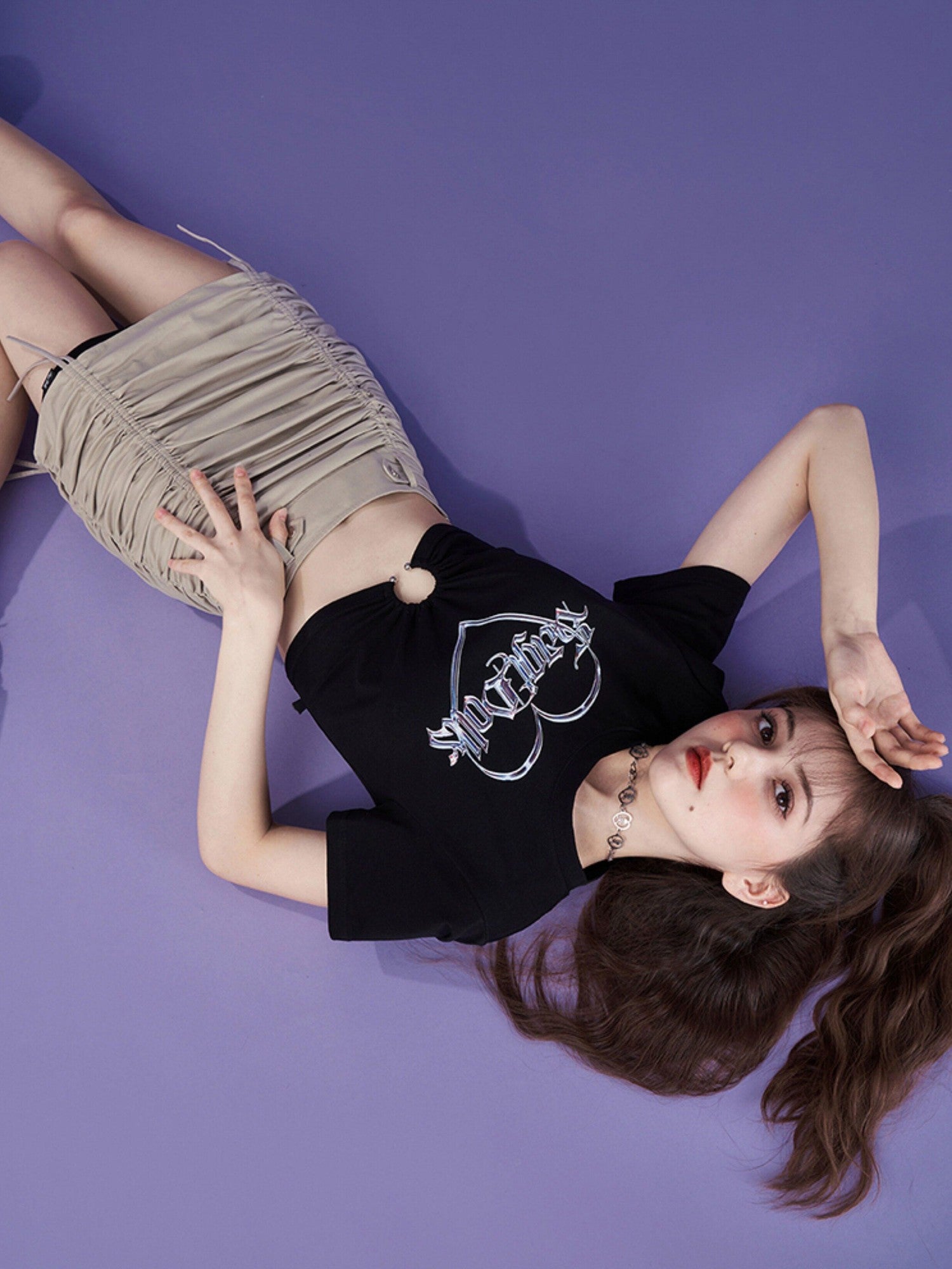 SagiDolls Acidic Metallic Gradient Punk Print Women's Cotton Blend Short Sleeve T-shirts