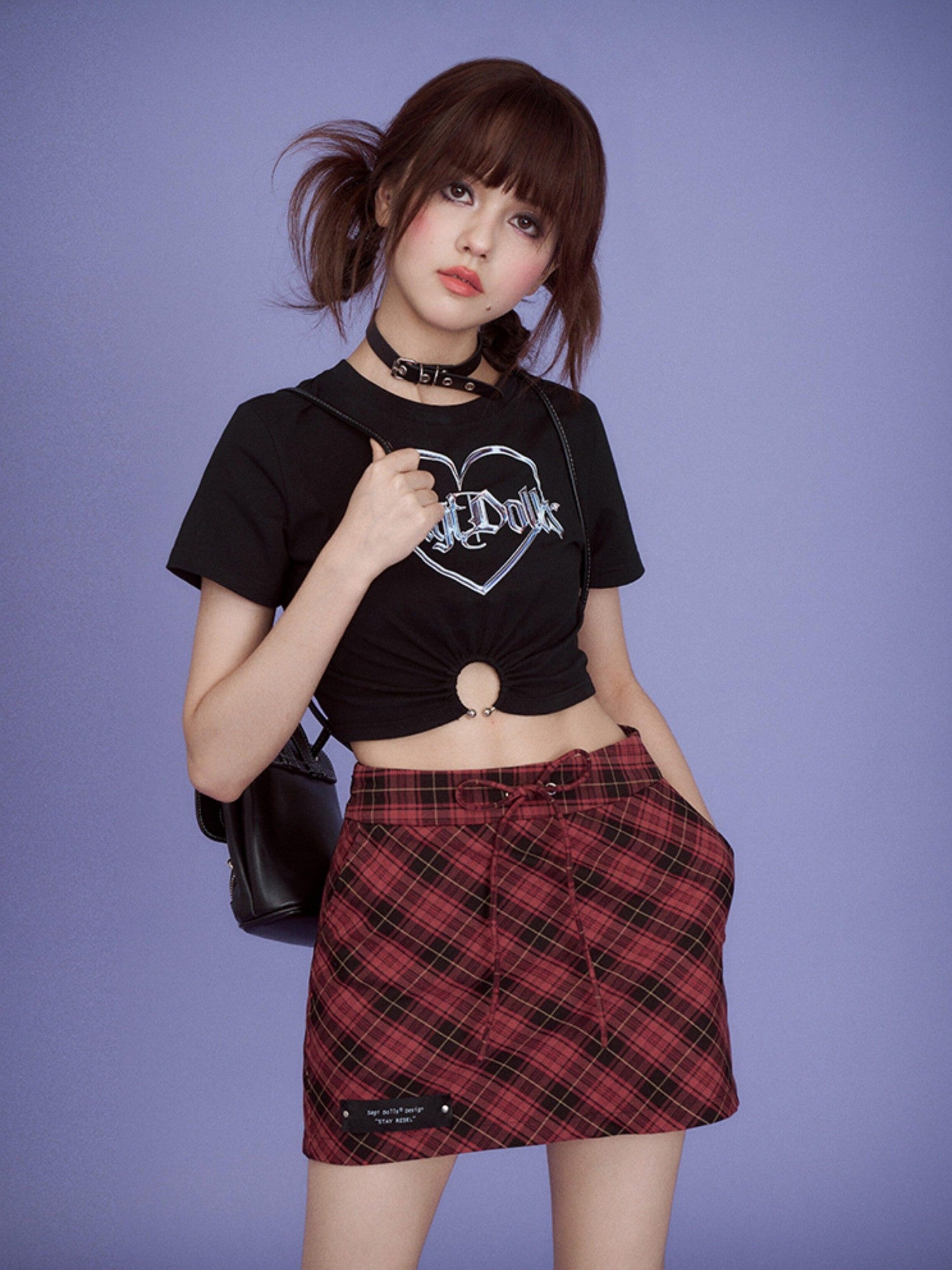 SagiDolls Acidic Metallic Gradient Punk Print Women's Cotton Blend Short Sleeve T-shirts