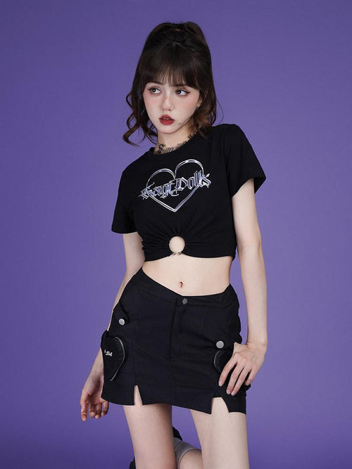 SagiDolls Acidic Metallic Gradient Punk Print Women's Cotton Blend Short Sleeve T-shirts