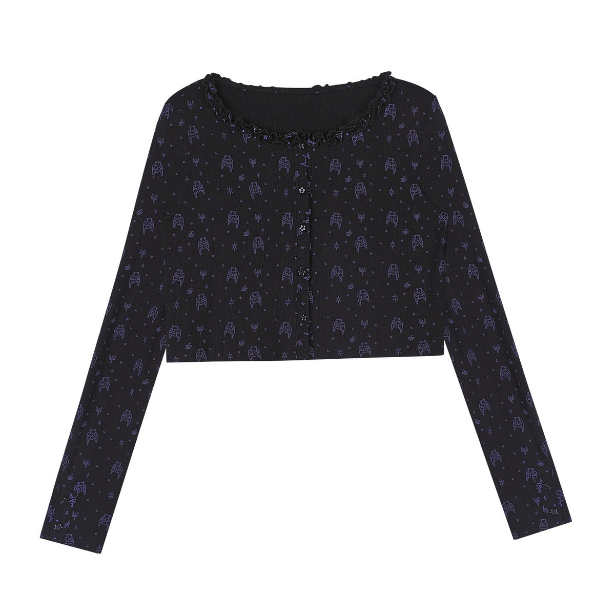 SagiDolls_Bear_Print_Knit_Button_Up_Long_Sleeve_Women's_Boleros_&_Shrugs_947788026409_MISSTT