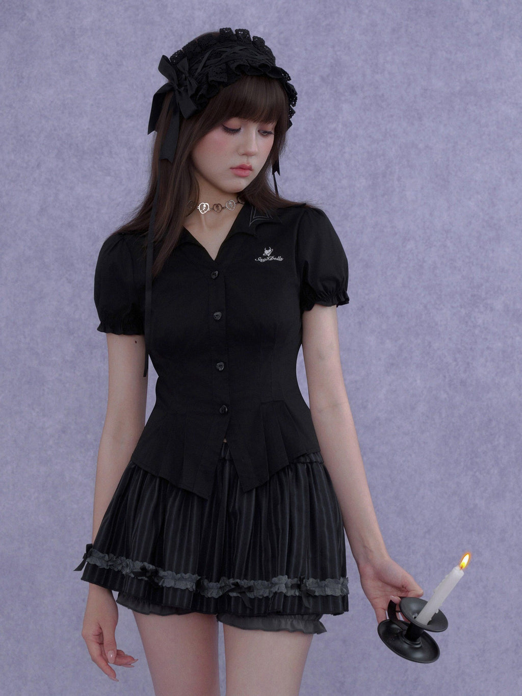 SagiDolls Black Forest Lolita Pleated Slimming Women's Polyester Blend A-line Skirts