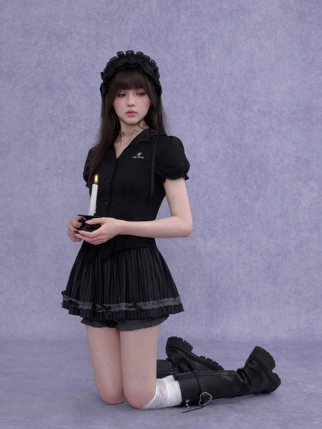 SagiDolls Black Forest Lolita Pleated Slimming Women's Polyester Blend A-line Skirts