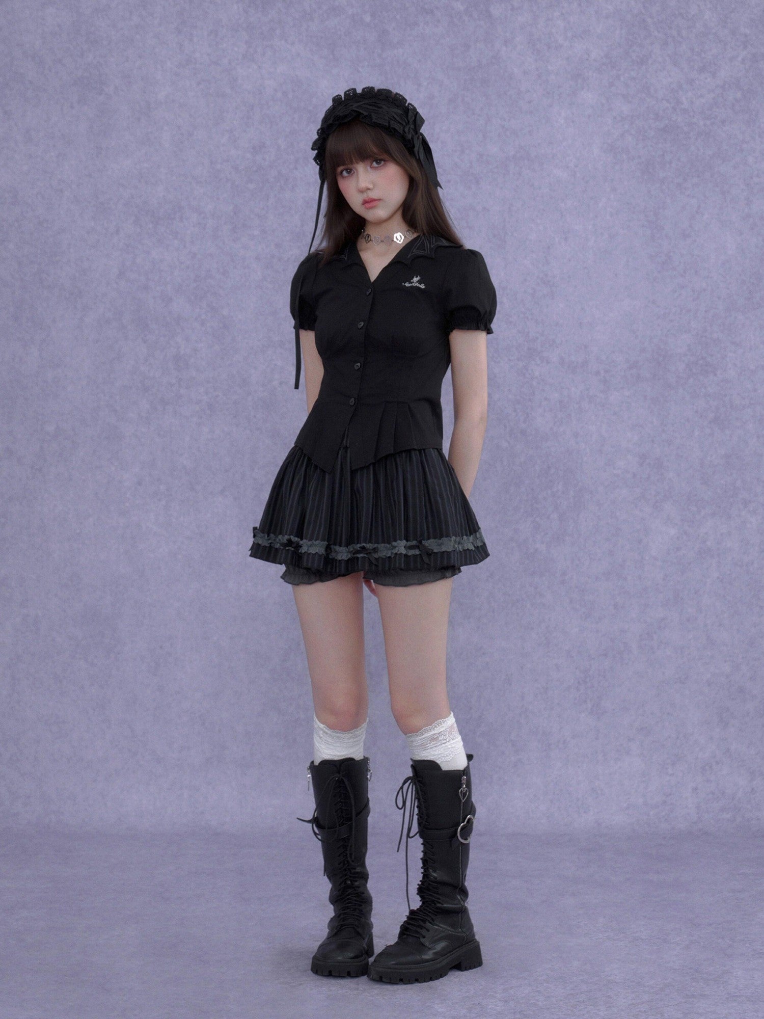 SagiDolls Black Forest Lolita Pleated Slimming Women's Polyester Blend A-line Skirts