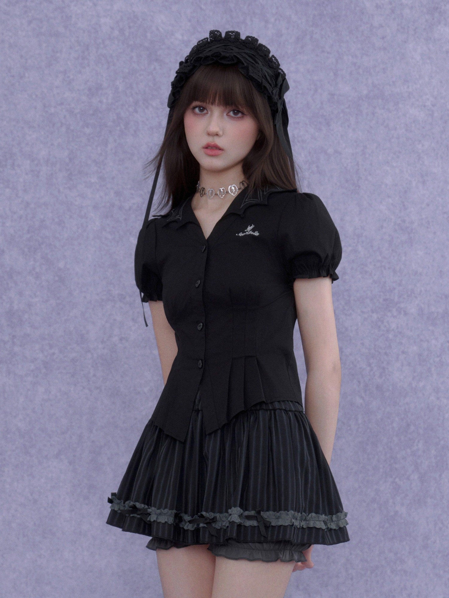 SagiDolls Black Forest Lolita Pleated Slimming Women's Polyester Blend A-line Skirts