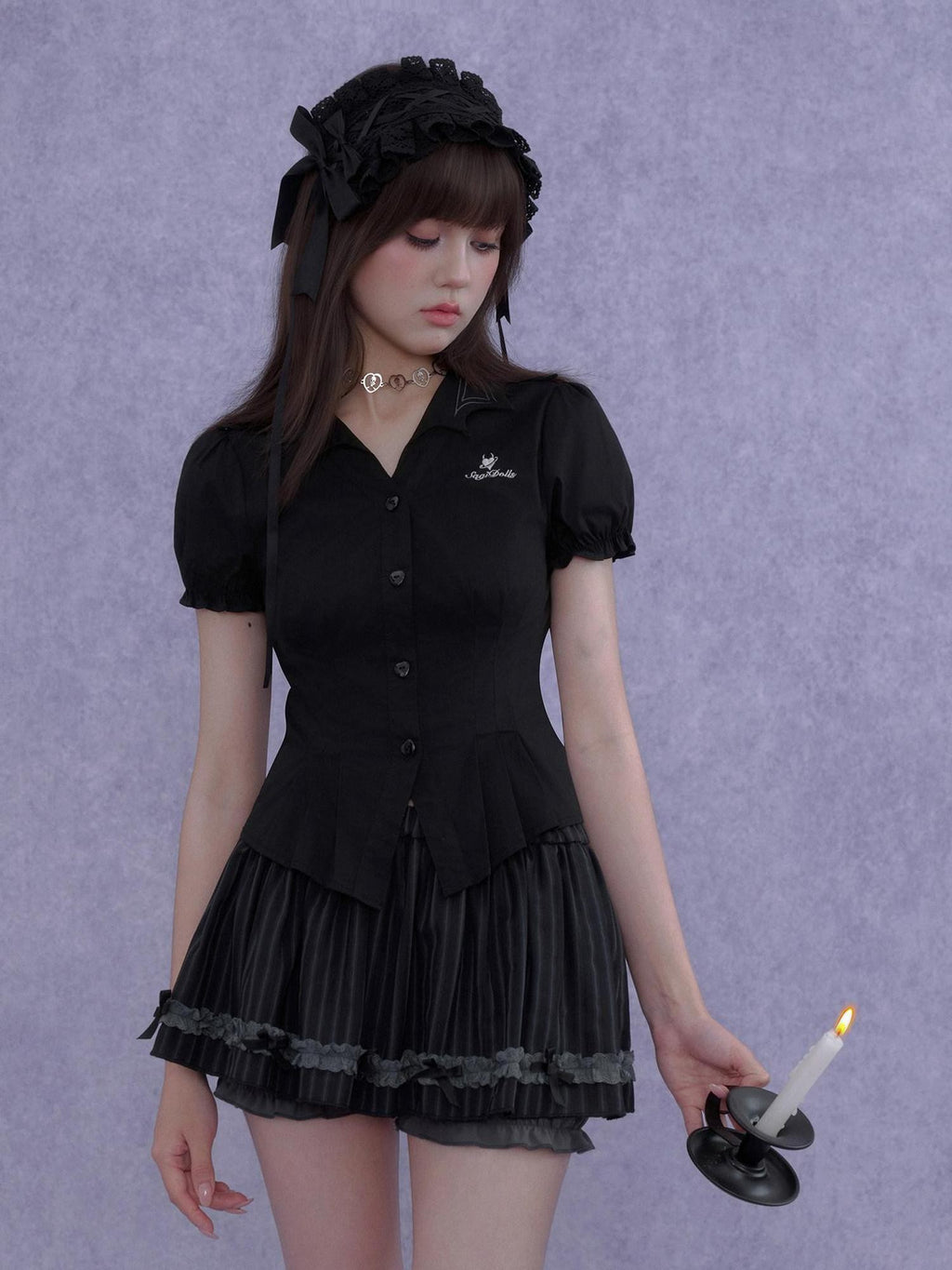 SagiDolls Black Forest Lolita Pleated Slimming Women's Polyester Blend A-line Skirts