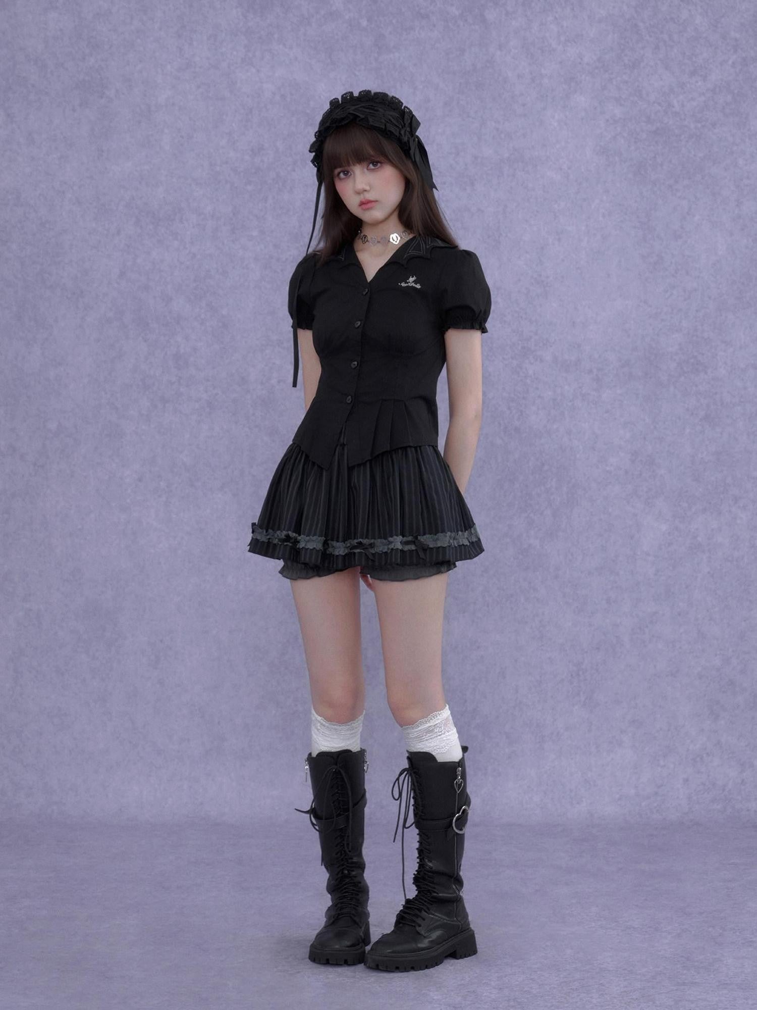 SagiDolls Black Forest Lolita Pleated Slimming Women's Polyester Blend A-line Skirts