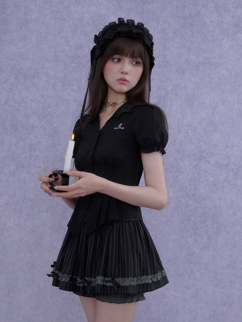 SagiDolls Black Forest Lolita Pleated Slimming Women's Polyester Blend A-line Skirts