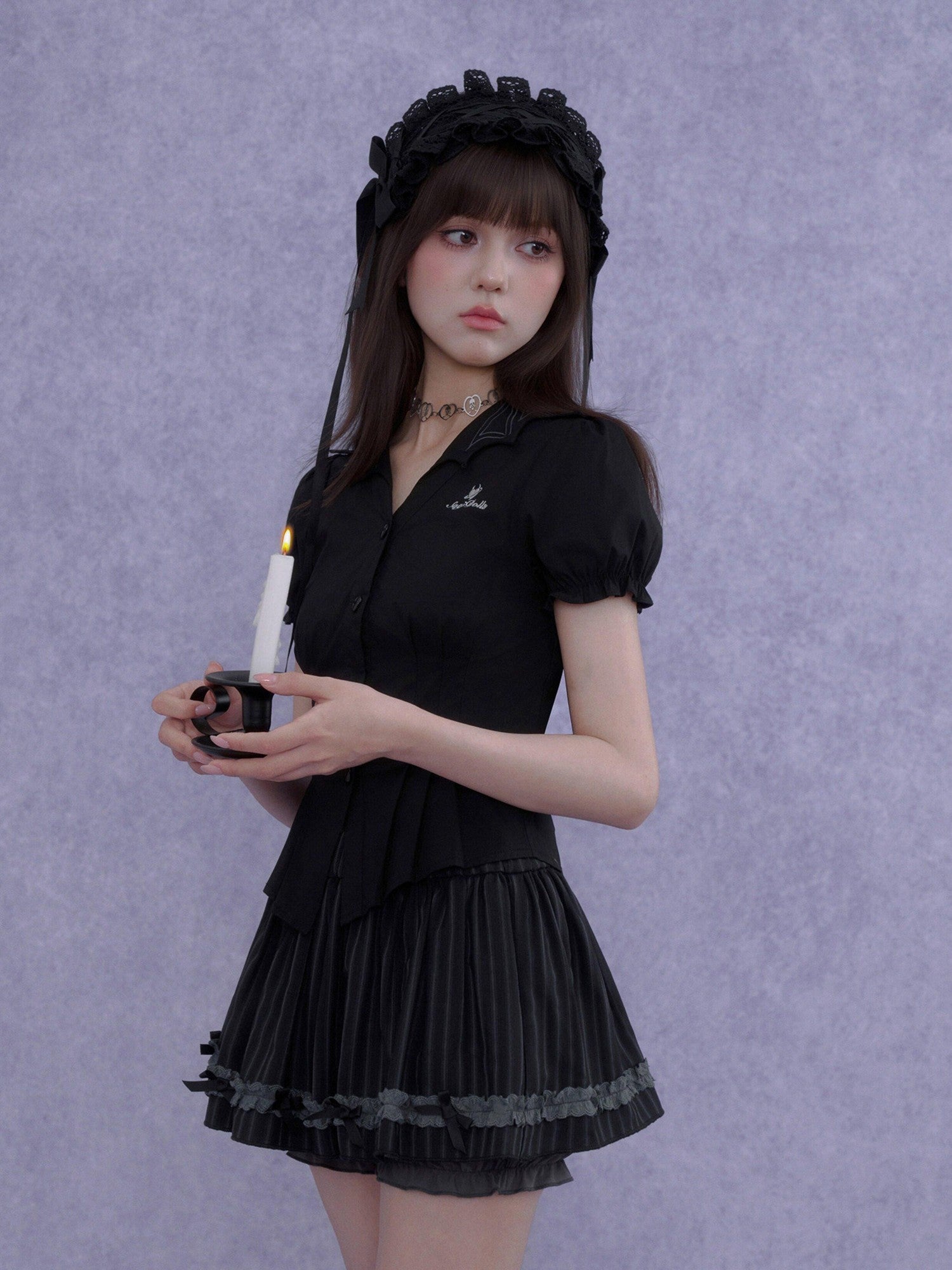 SagiDolls Black Forest Lolita Pleated Slimming Women's Polyester Blend A-line Skirts