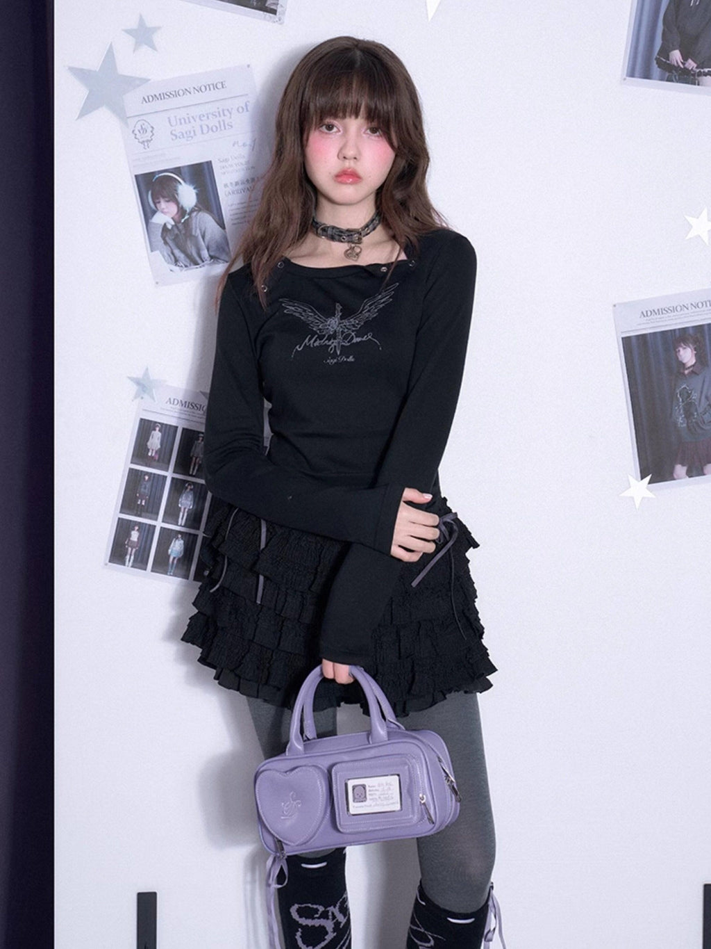 SagiDolls Black Lace High Waist Cake Skirt Women's Cotton Blend Casual Mini Dresses