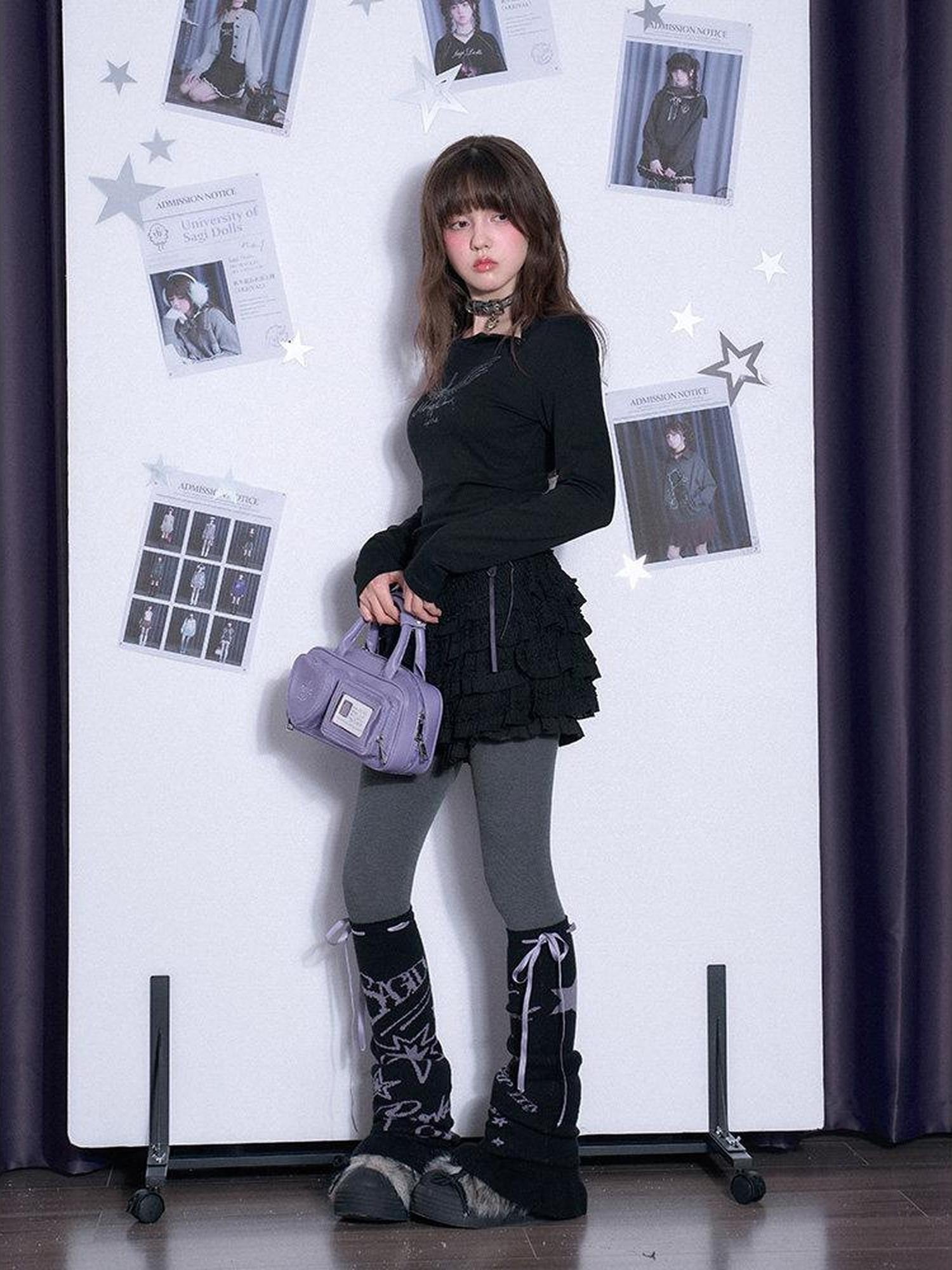 SagiDolls Black Lace High Waist Cake Skirt Women's Cotton Blend Casual Mini Dresses