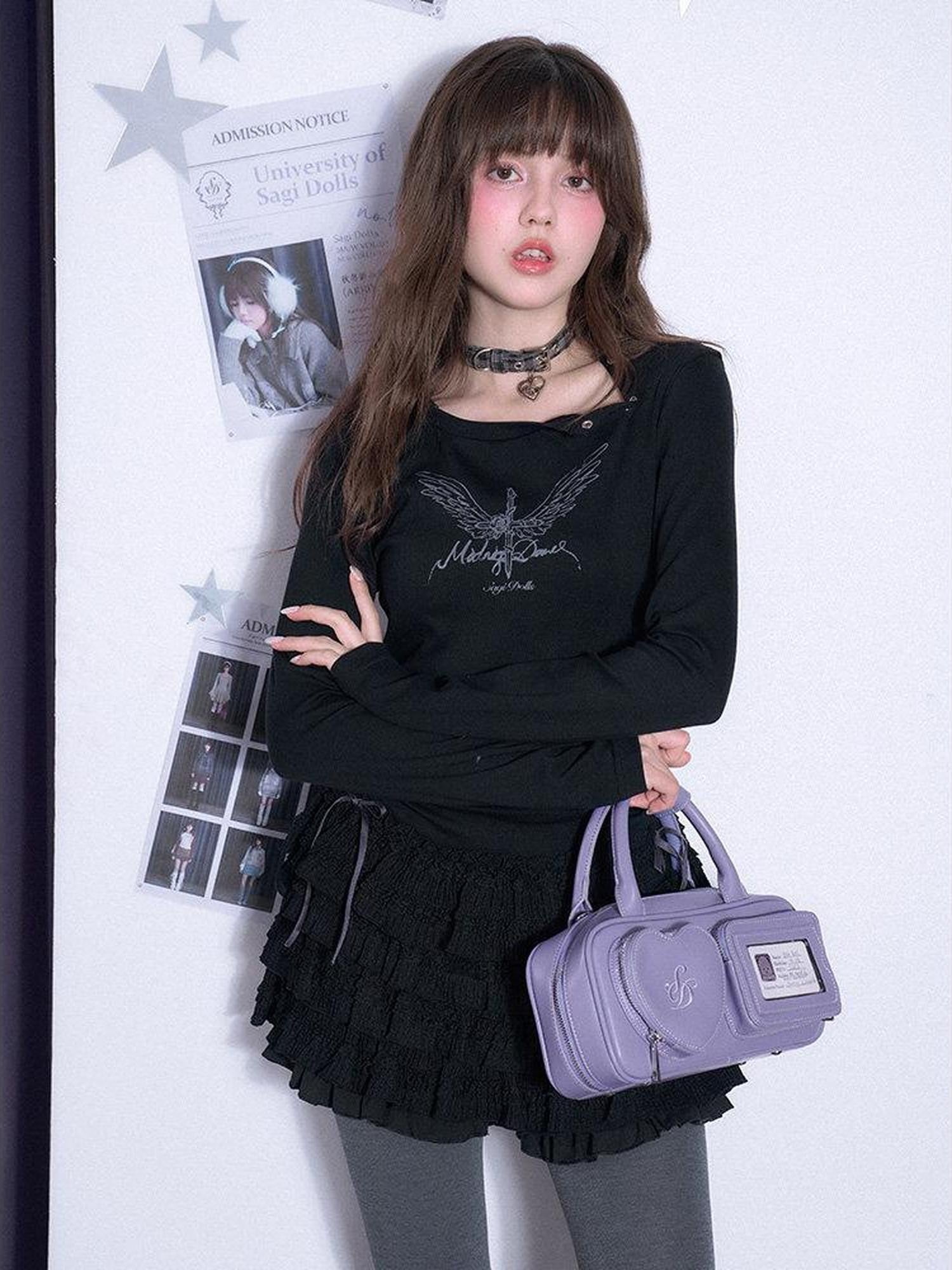 SagiDolls Black Lace High Waist Cake Skirt Women's Cotton Blend Casual Mini Dresses