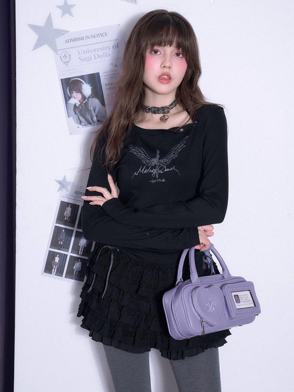 SagiDolls Black Lace High Waist Cake Skirt Women's Cotton Blend Casual Mini Dresses