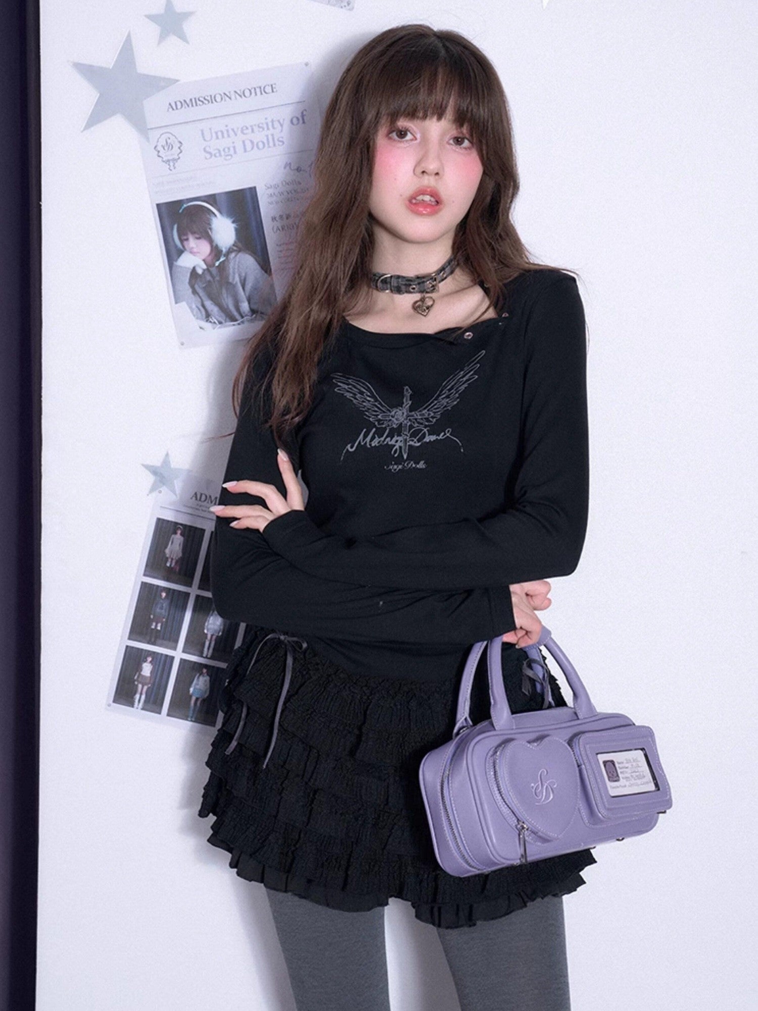 SagiDolls Black Lace High Waist Cake Skirt Women's Cotton Blend Casual Mini Dresses