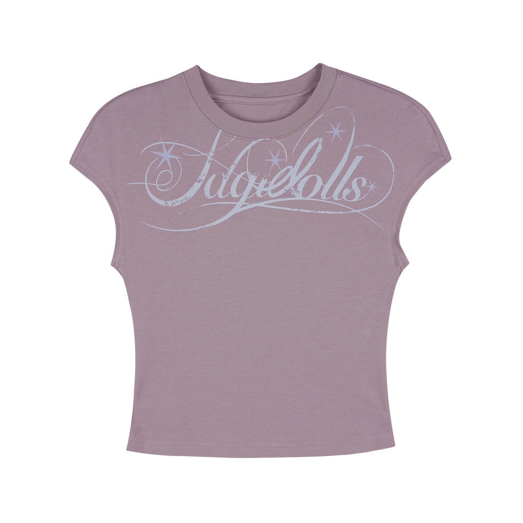SagiDolls_Black_Letter_Print_Tie_Slim_Fit_Cropped_Women's_Cotton_Short_Sleeve_T-shirts_1053082343504_MISSTT