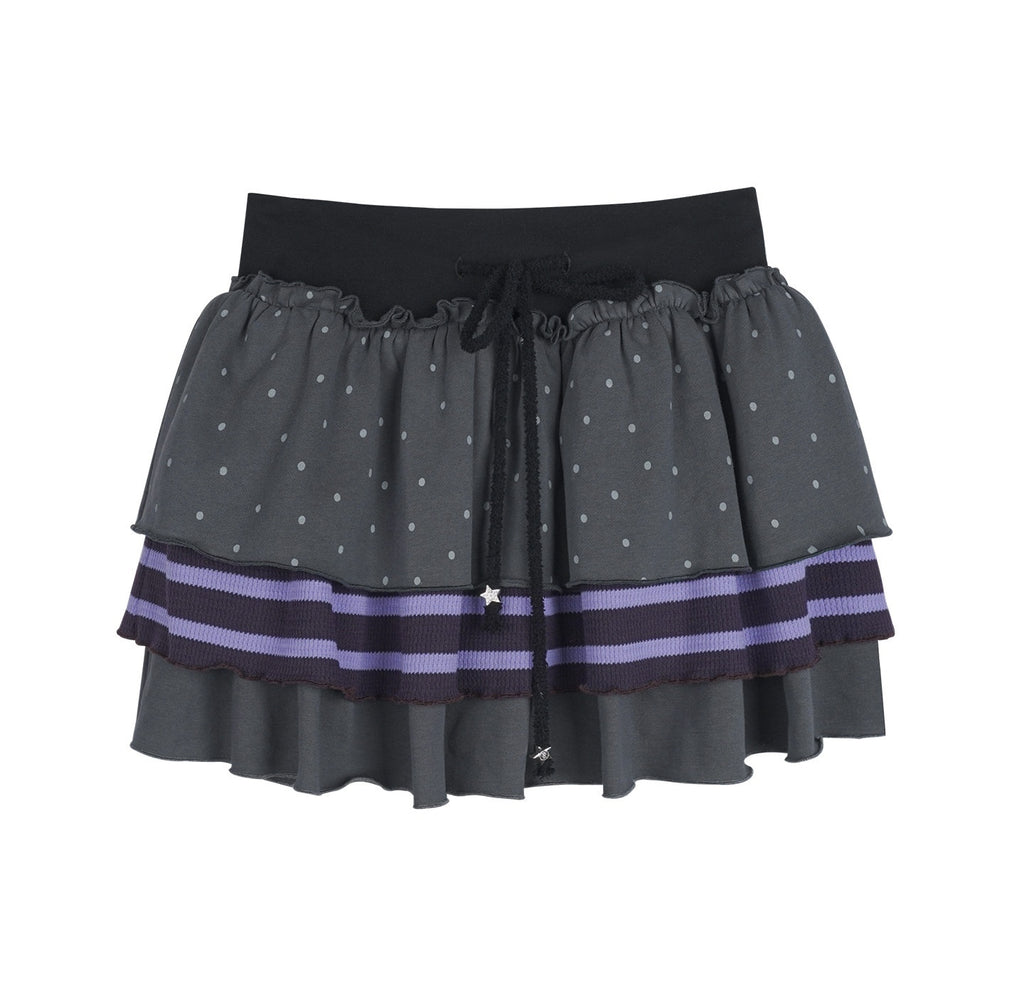 SagiDolls_Black_Purple_Polka_Dot_Stripe_Tie_Mid_Waist_Ribbed_Women's_Cotton_Tiered_Skirts_990739584263_MISSTT