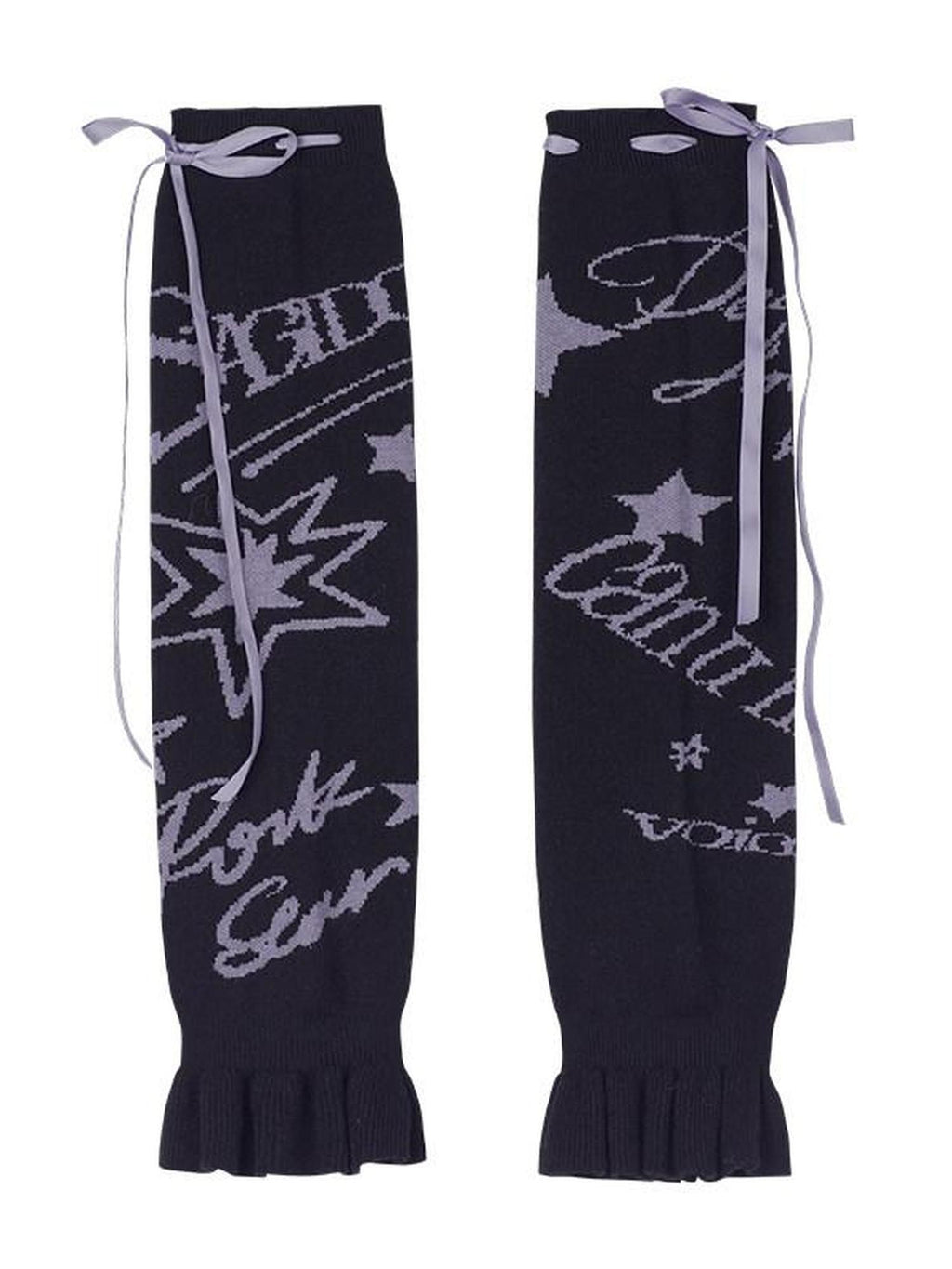 SagiDolls Black White Graffiti Jacquard Knit Women's Synthetic Blend Leg Warmers