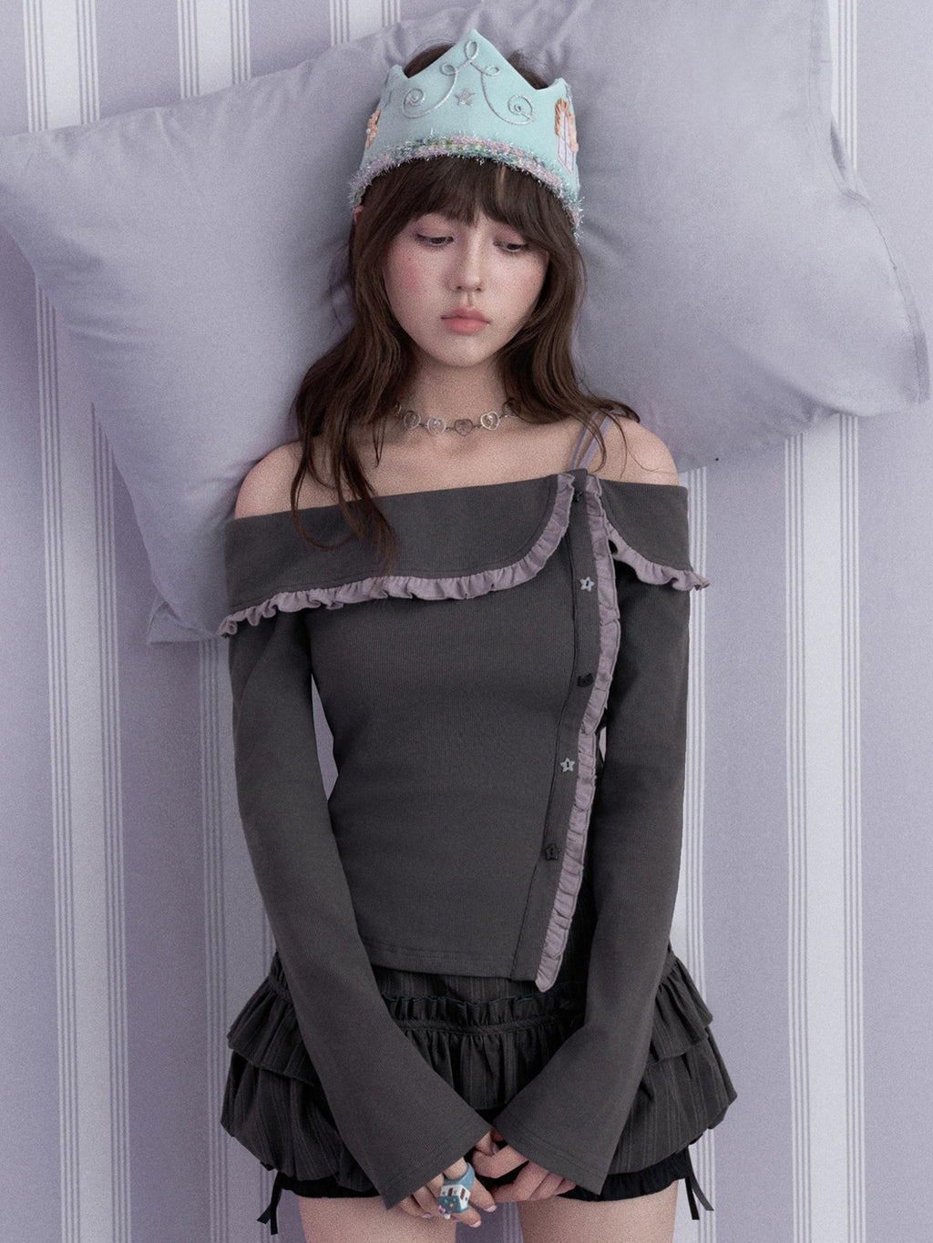 SagiDolls Bow Detail Double Waist Bubble Women's Polyester Mini Skirts