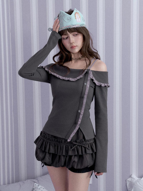SagiDolls Bow Detail Double Waist Bubble Women's Polyester Mini Skirts