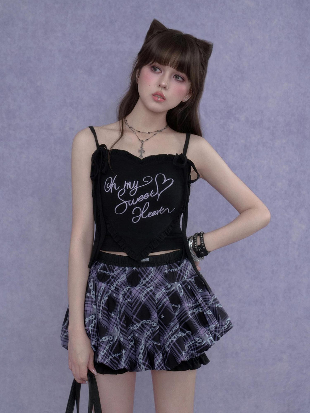 SagiDolls Chain Print Bubble Women's Polyester Mini Skirts
