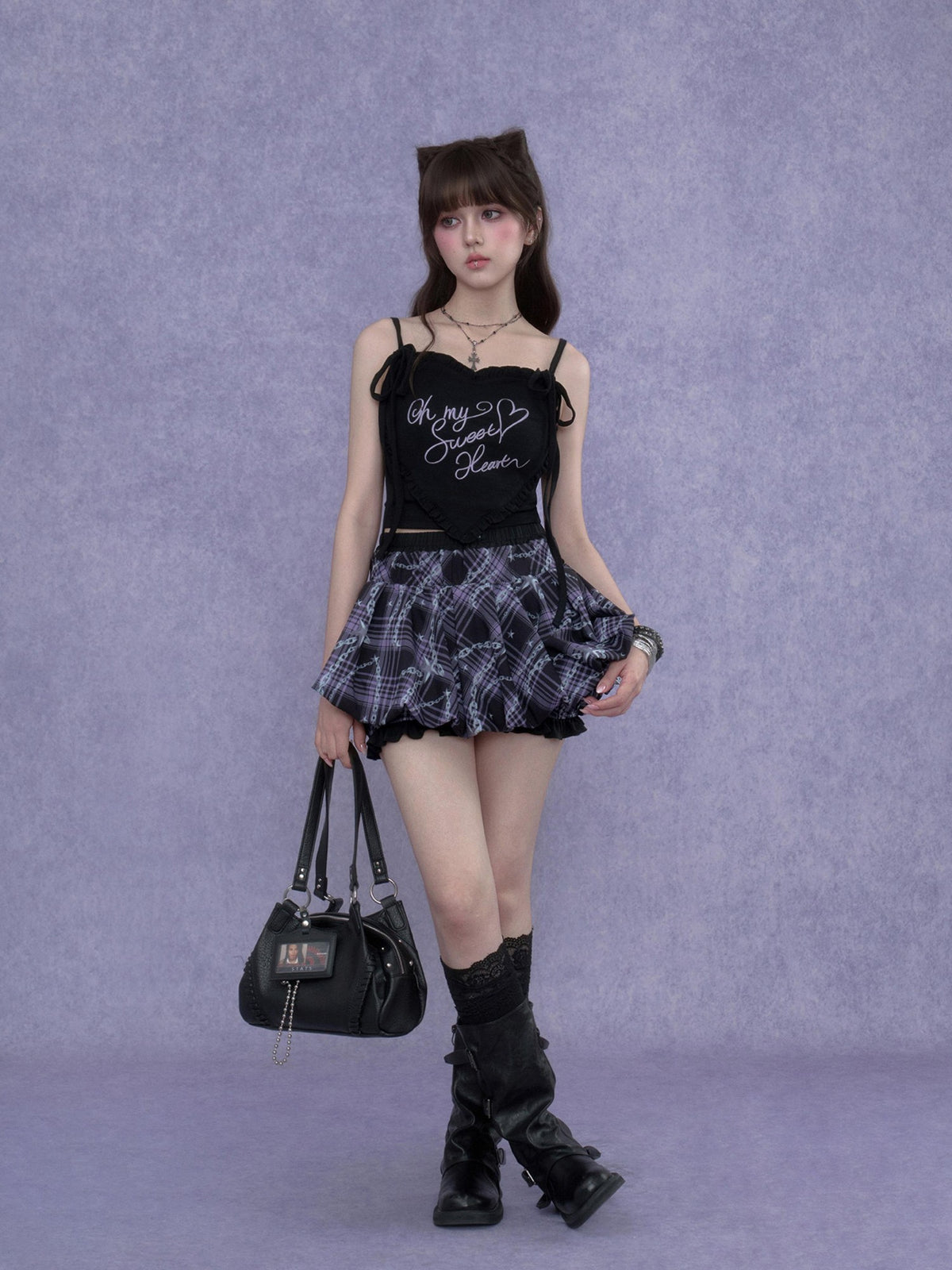 SagiDolls Chain Print Bubble Women's Polyester Mini Skirts